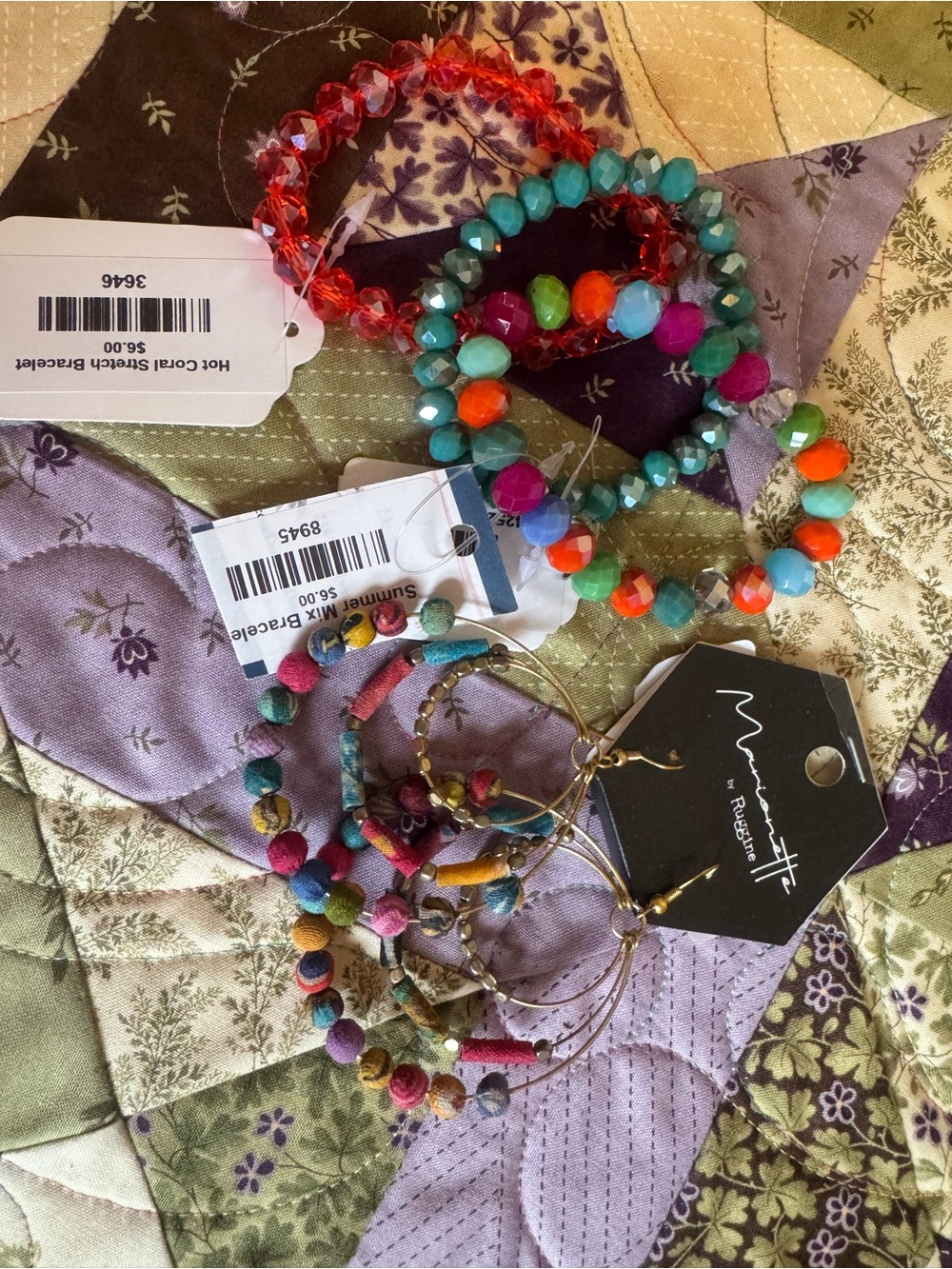 Maurices Bright Multicolor Beaded and Fabric Bracelet Set